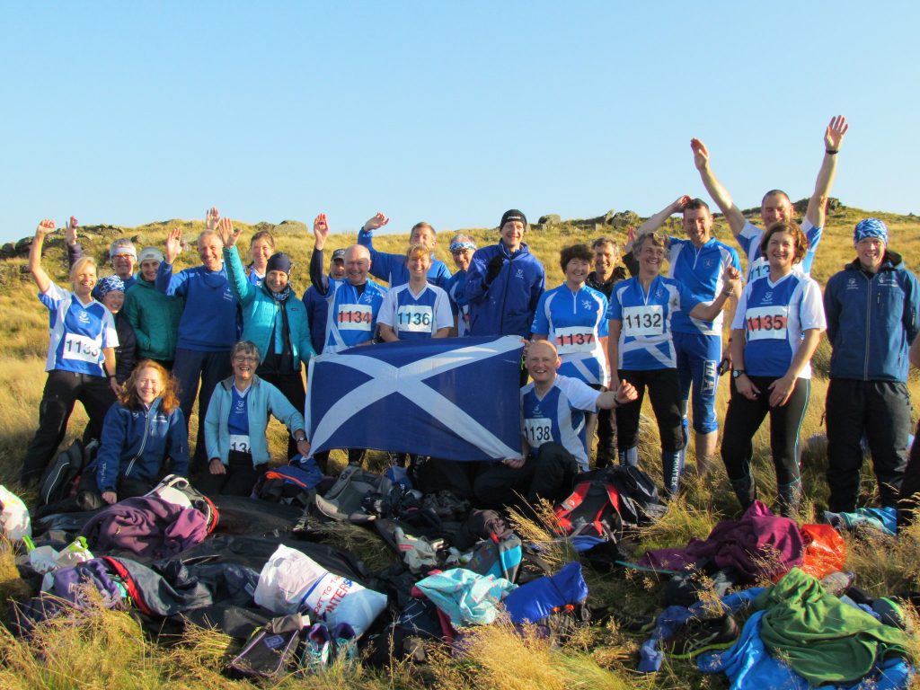 Scottish orienteering squad photo on hillside