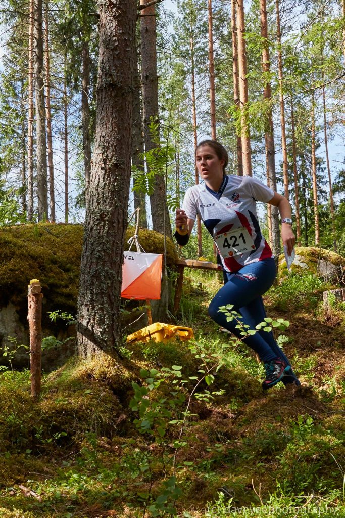 Grace Molloy racing hard at JWOC 2017 in the great outdoors